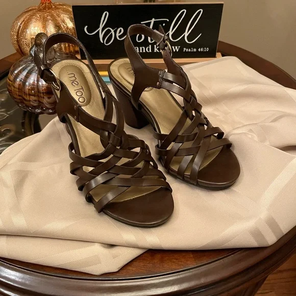 brown strappy dress sandals Harriette Brown Gold Toe Strappy Sandals